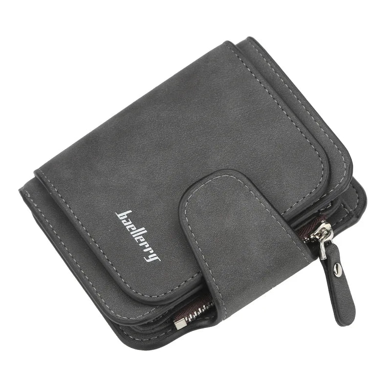 Portefeuille court femme  en cuir abrasif avec porte-monnaie — photo 9