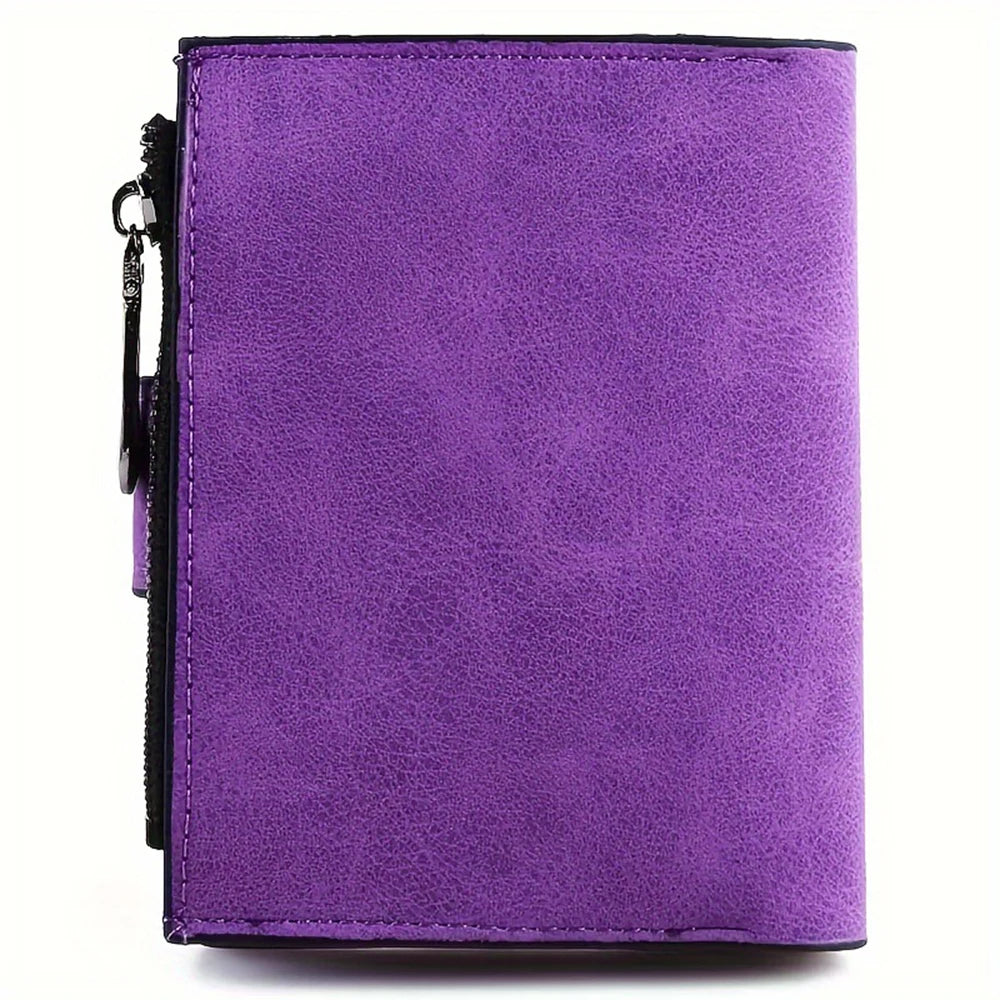 Portefeuille court pour femme en cuir pu nubuck à multi-emplacements — photo 4