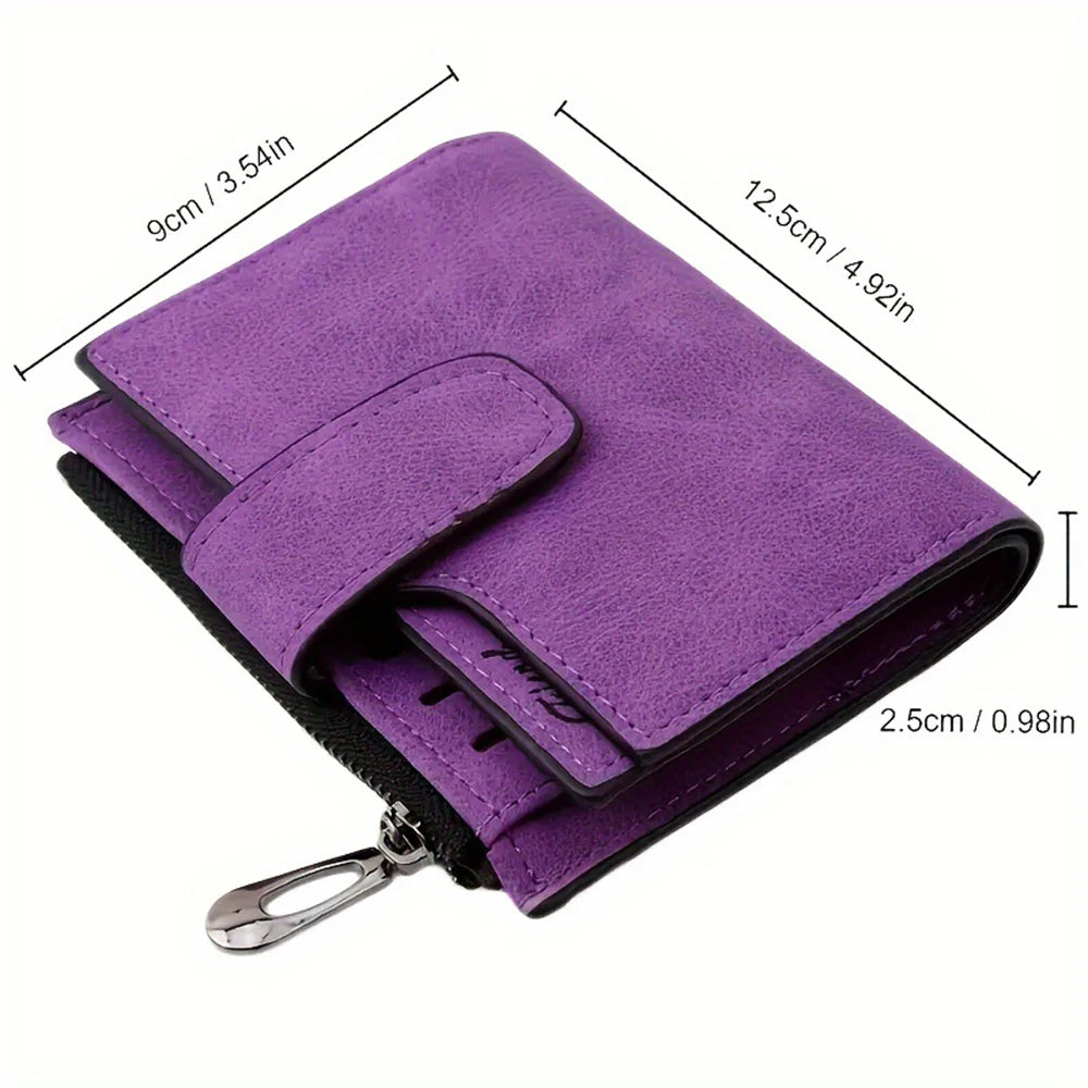 Portefeuille court pour femme en cuir pu nubuck à multi-emplacements — photo 5