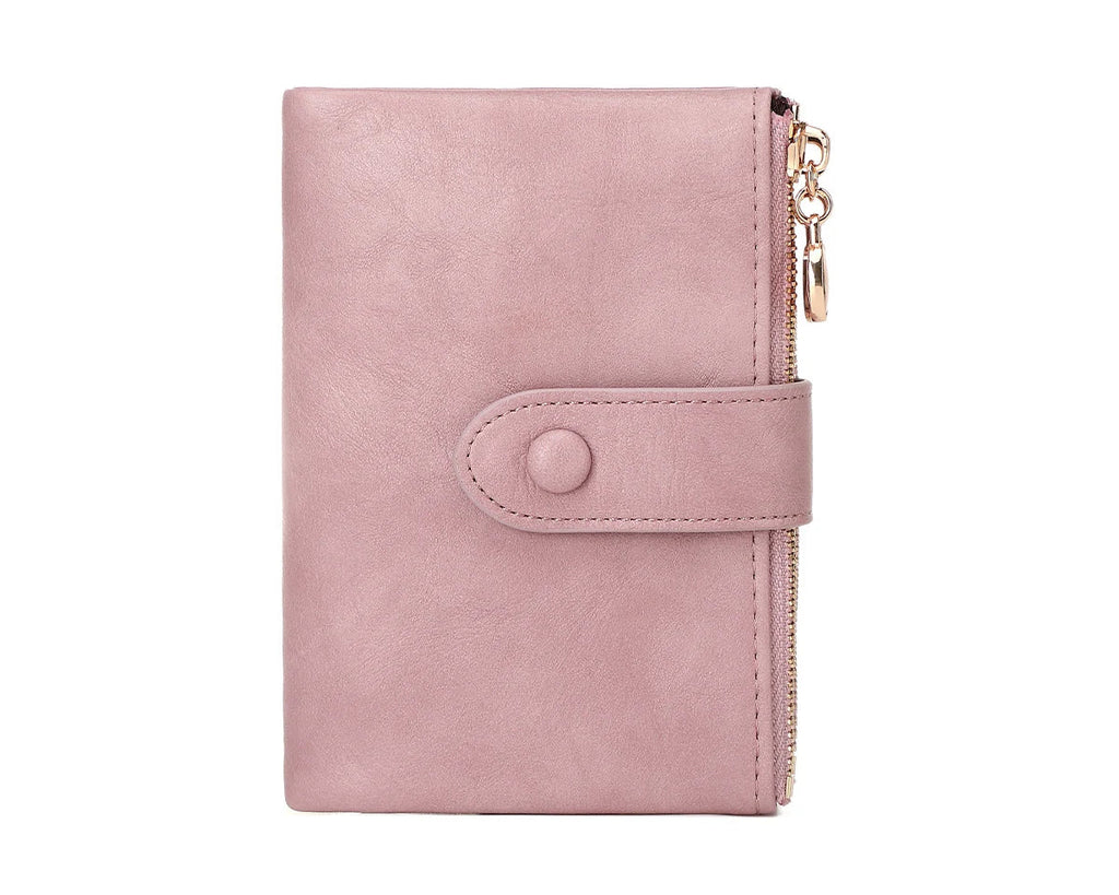 Portefeuille court rétro pour femme en cuir pu à trois volets — photo 10
