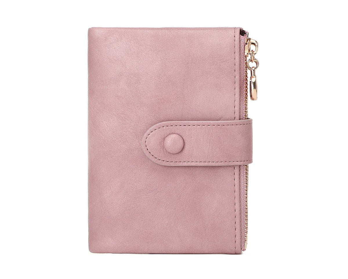 Portefeuille court rétro pour femme en cuir pu à trois volets — photo 10