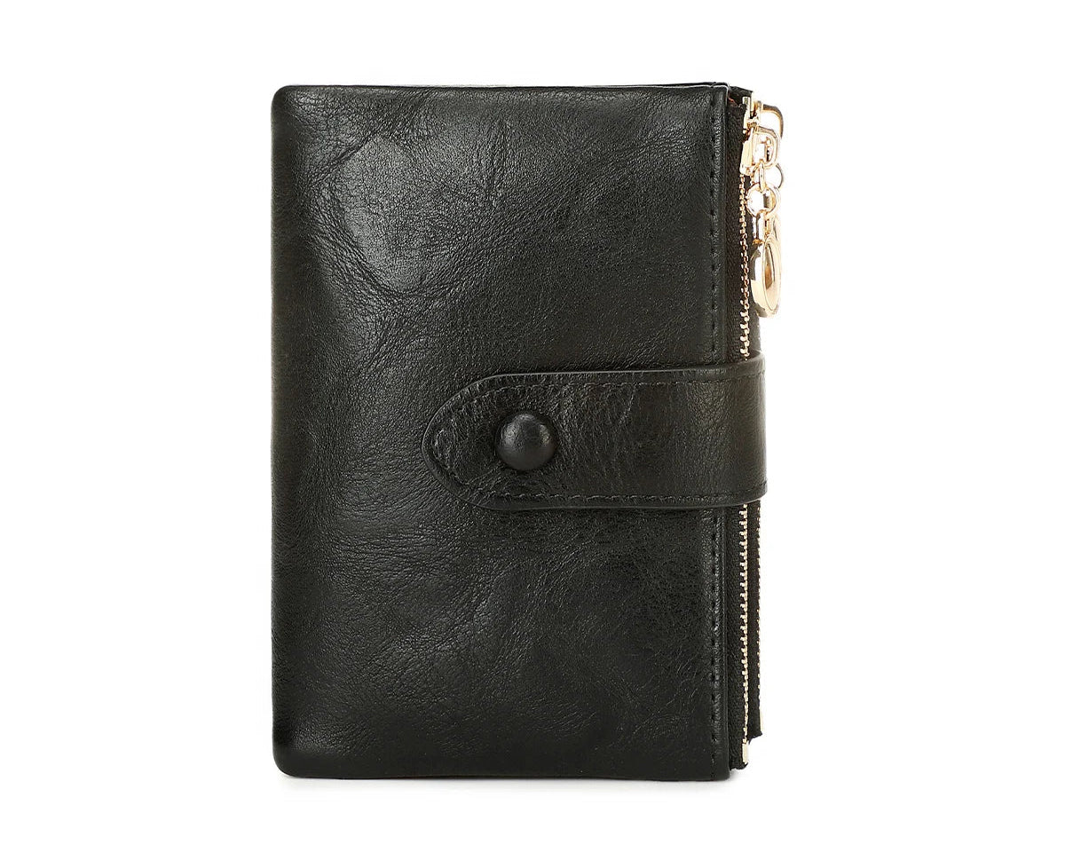 Portefeuille court rétro pour femme en cuir pu à trois volets — photo 12