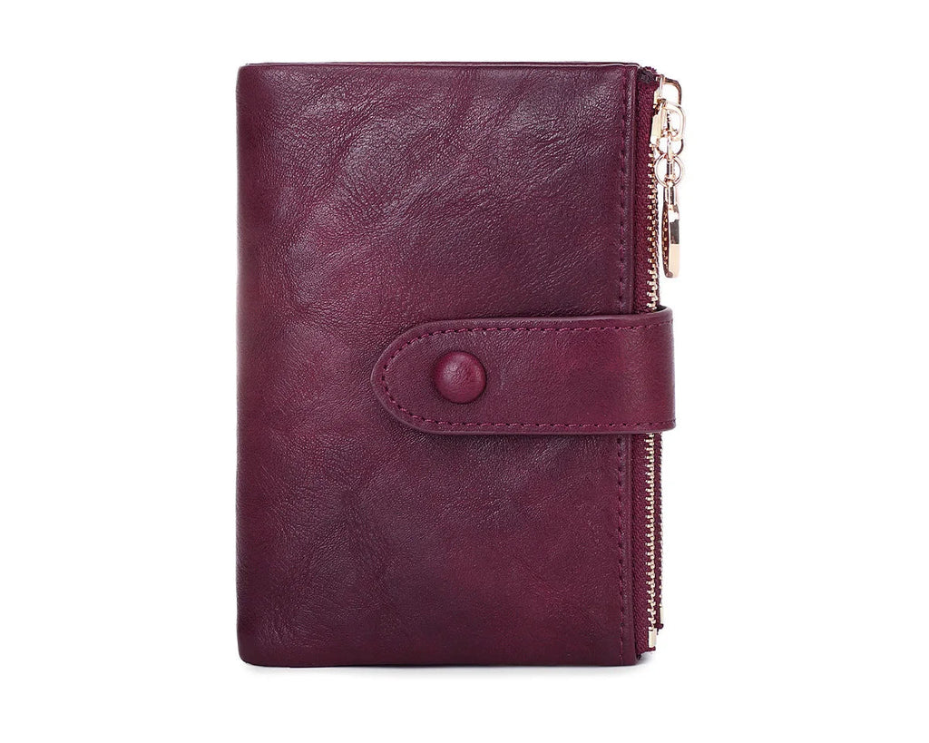 Portefeuille court rétro pour femme en cuir pu à trois volets — photo 13