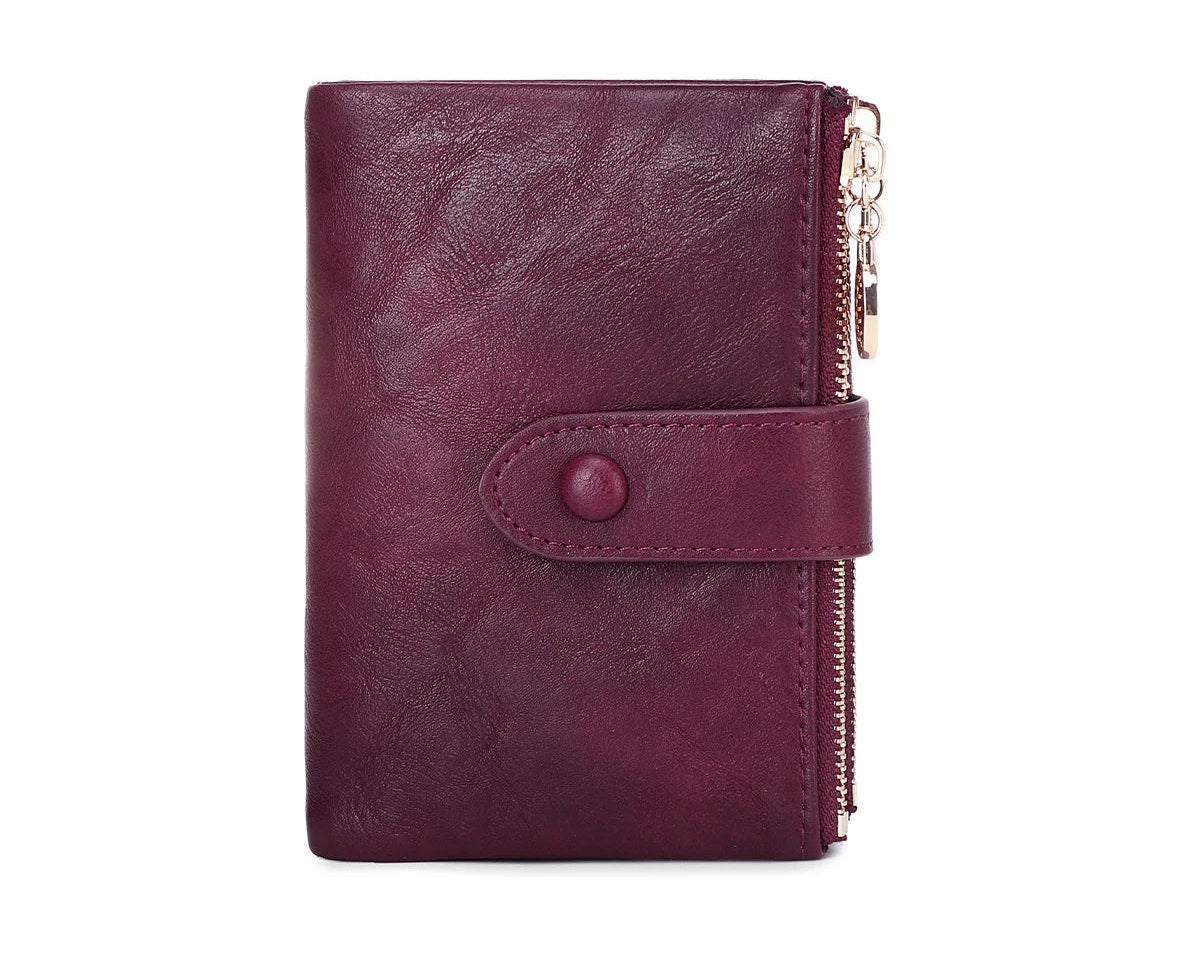 Portefeuille court rétro pour femme en cuir pu à trois volets — photo 13