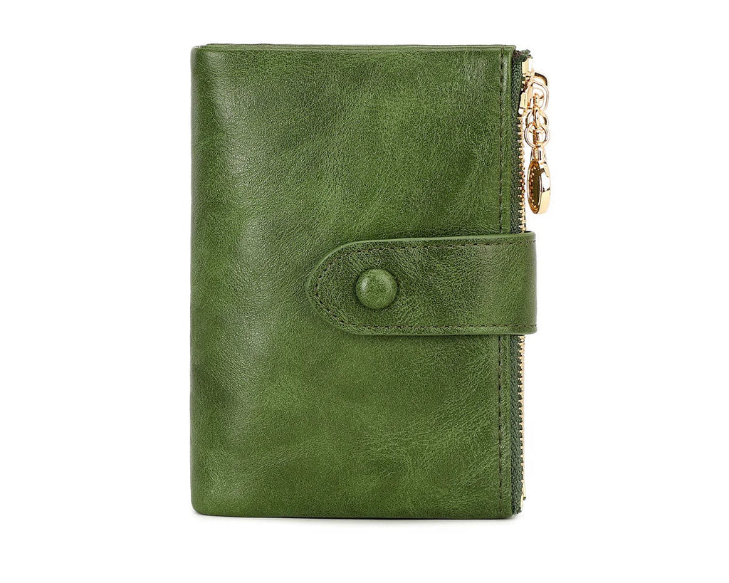 Portefeuille court rétro pour femme en cuir pu à trois volets — photo 14