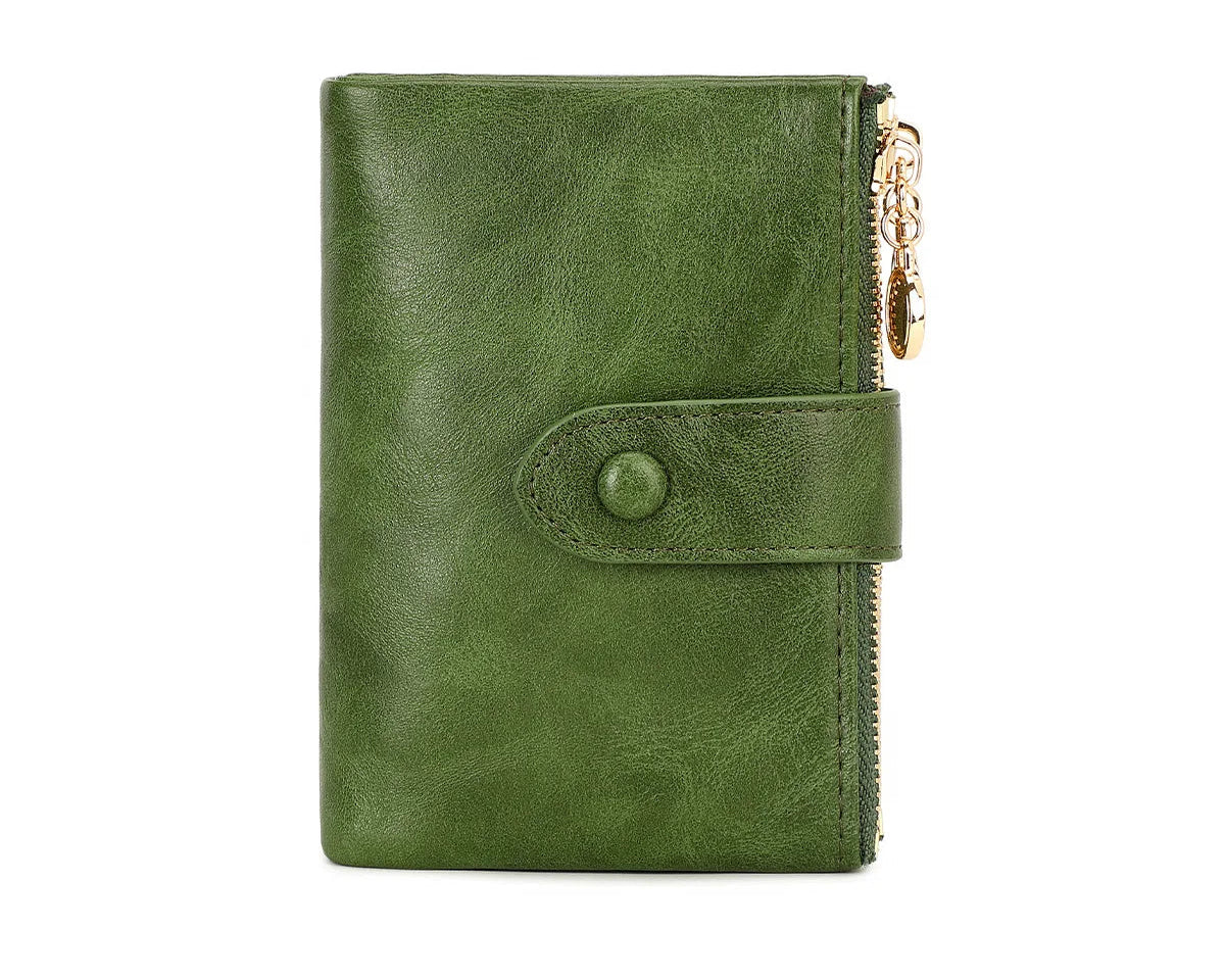 Portefeuille court rétro pour femme en cuir pu à trois volets — photo 14