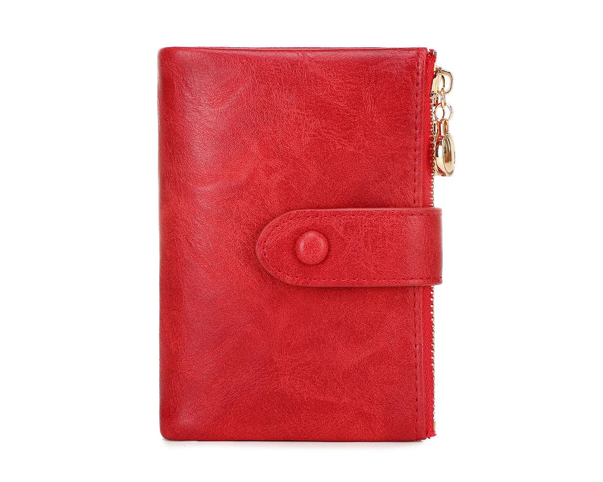 Portefeuille court rétro pour femme en cuir pu à trois volets — photo 7
