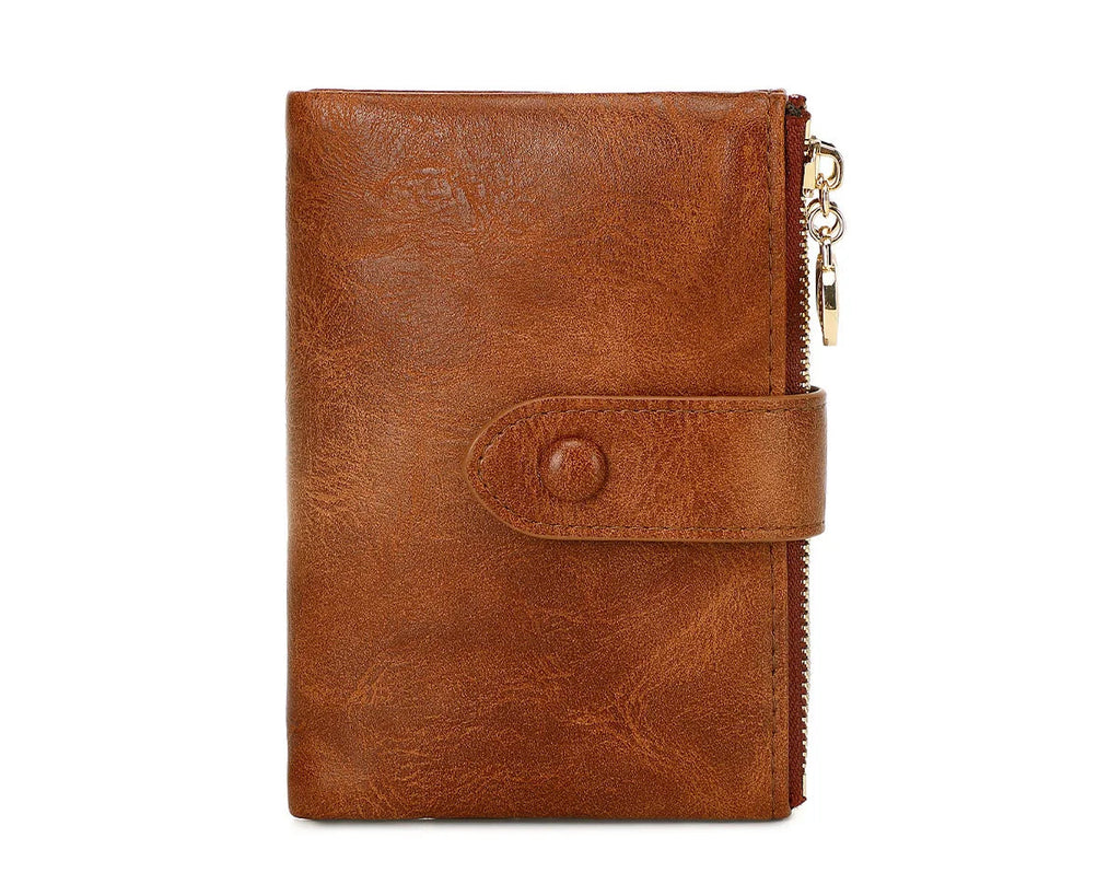 Portefeuille court rétro pour femme en cuir pu à trois volets — photo 9