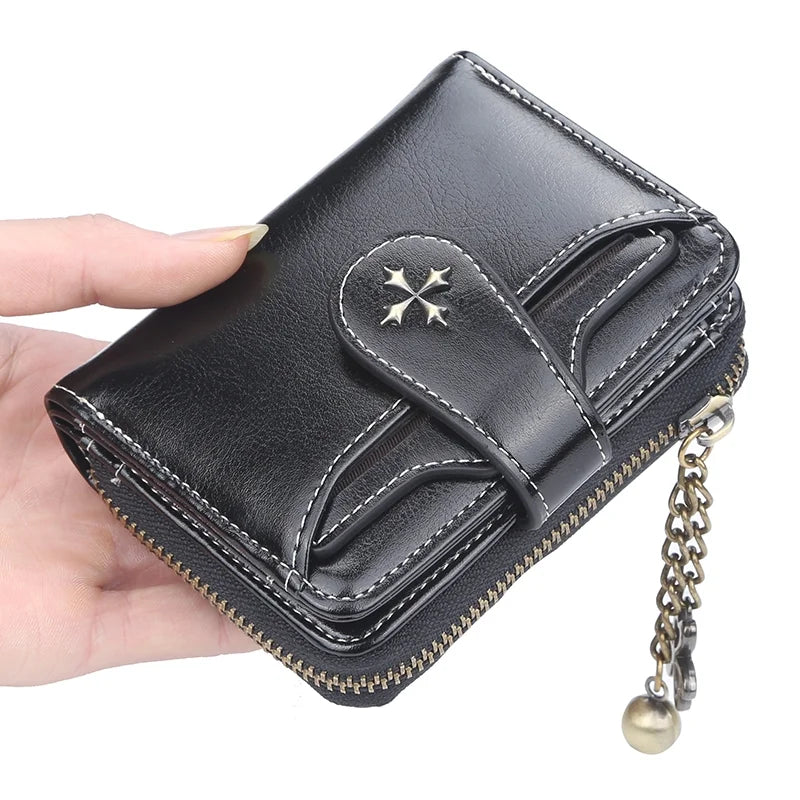 Portefeuille court vintage en cuir pu pour femme avec porte-monnaie — photo 1