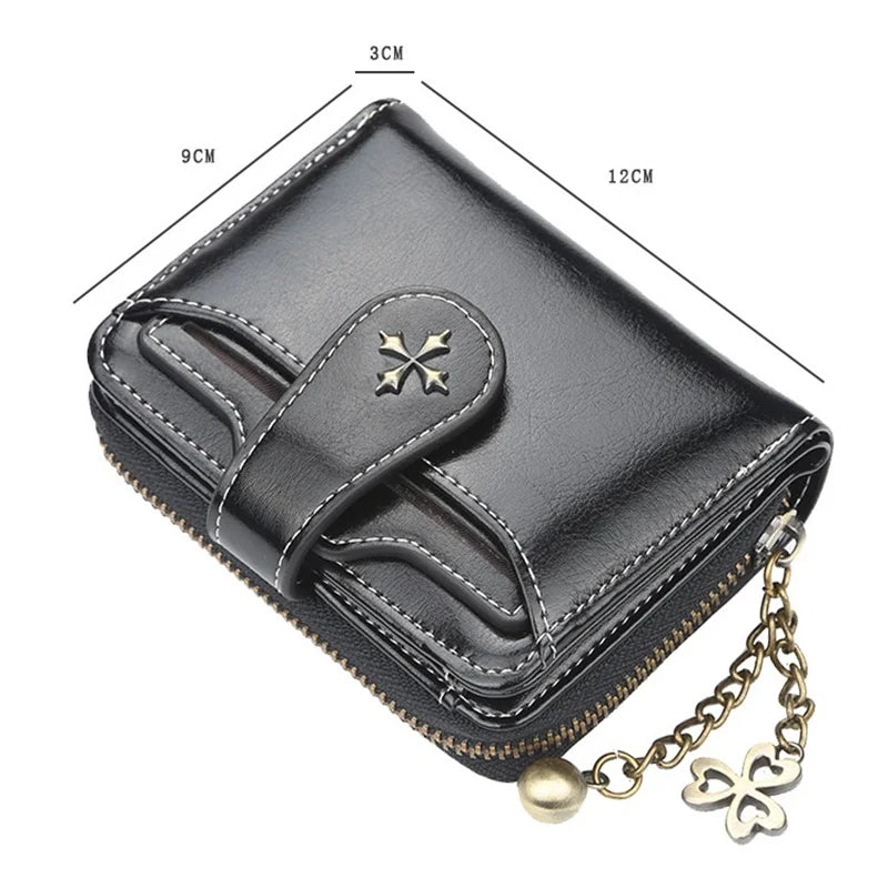 Portefeuille court vintage en cuir pu pour femme avec porte-monnaie — photo 4