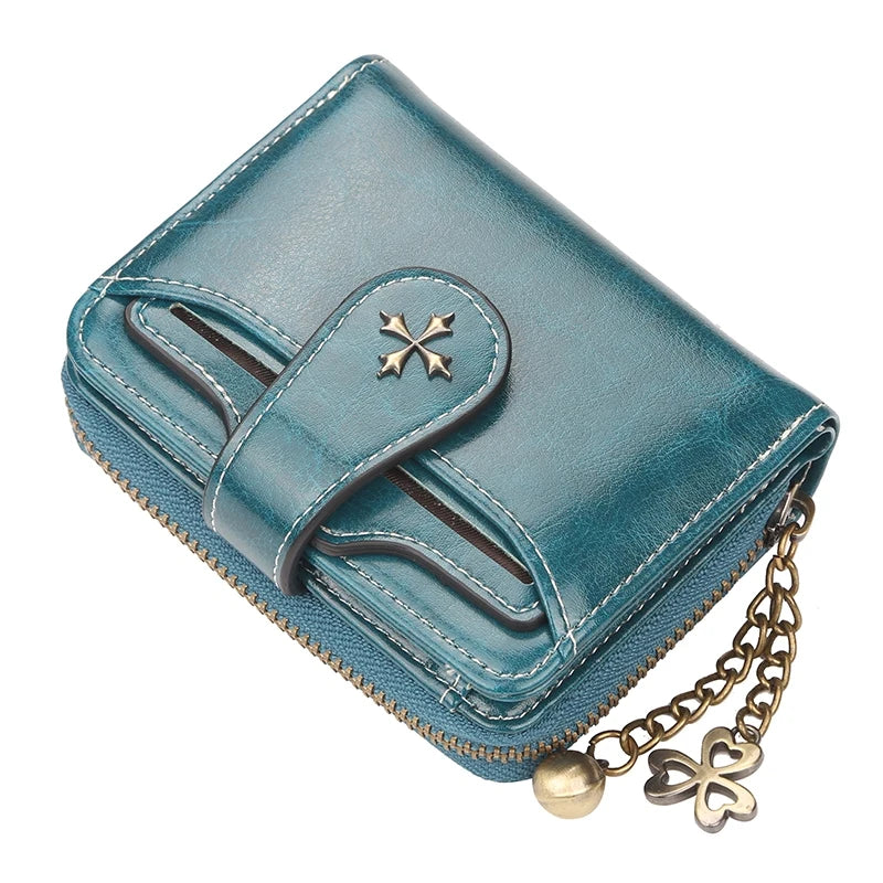 Portefeuille court vintage en cuir pu pour femme avec porte-monnaie — photo 8 Image