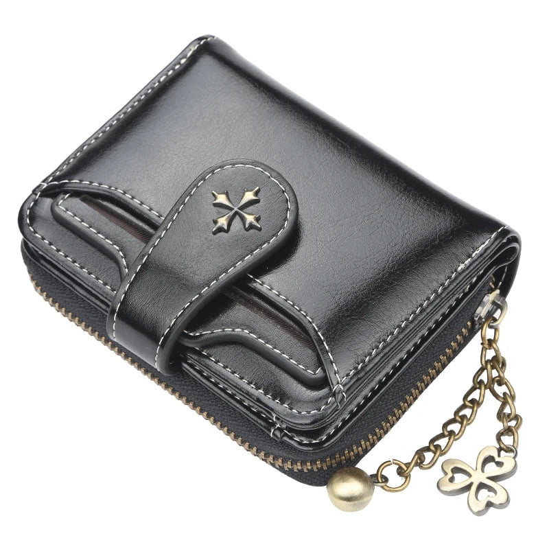 Portefeuille court vintage en cuir pu pour femme avec porte-monnaie — photo 9