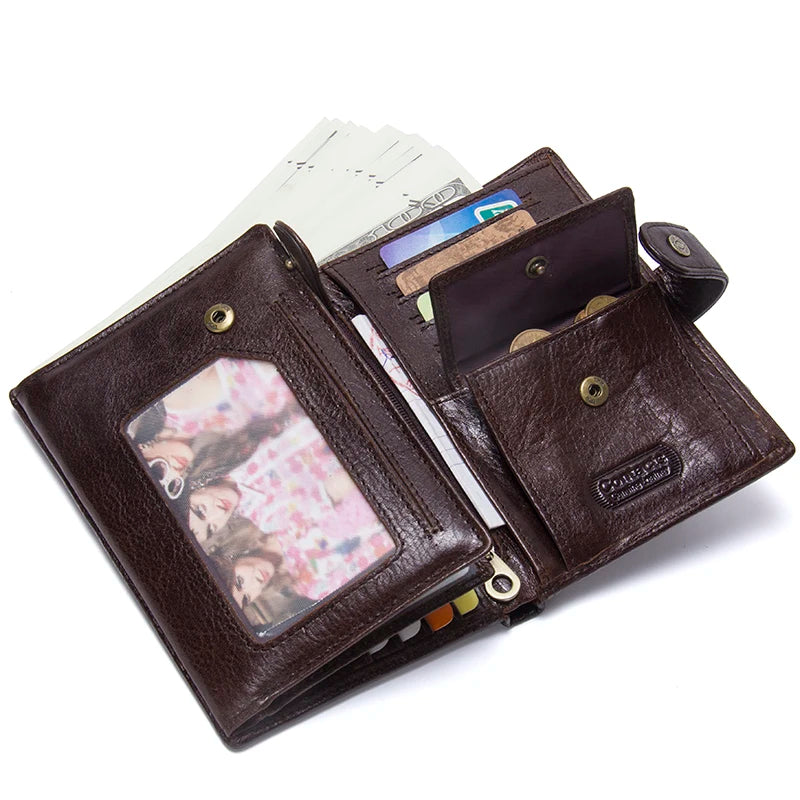 Portefeuille en Cuir Véritable | Design à Fermeture Hasp avec Porte-Passport et Compartiments Multiples — photo 2