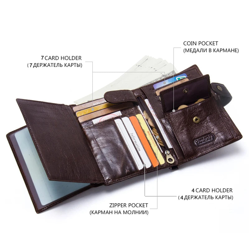 Portefeuille en Cuir Véritable | Design à Fermeture Hasp avec Porte-Passport et Compartiments Multiples — photo 5