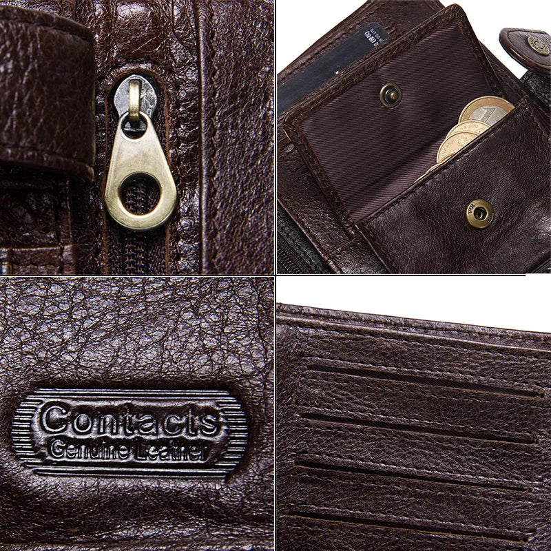 Portefeuille en Cuir Véritable | Design à Fermeture Hasp avec Porte-Passport et Compartiments Multiples — photo 7