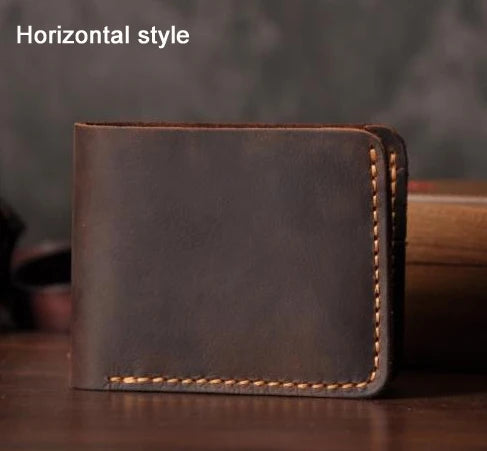 Portefeuille en cuir véritable pour homme – Portefeuille court fait main, style vintage, avec porte-cartes et porte-monnaie — photo 11