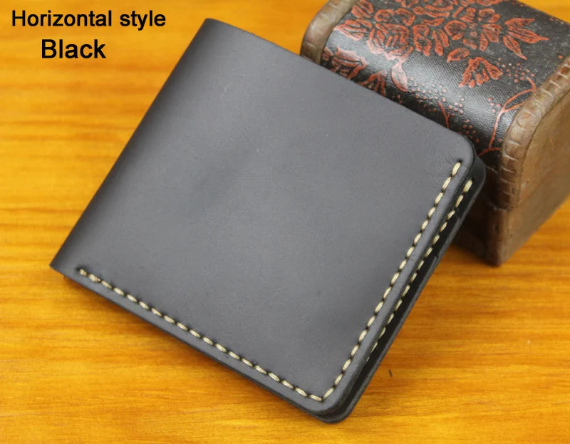 Portefeuille en cuir véritable pour homme – Portefeuille court fait main, style vintage, avec porte-cartes et porte-monnaie — photo 7