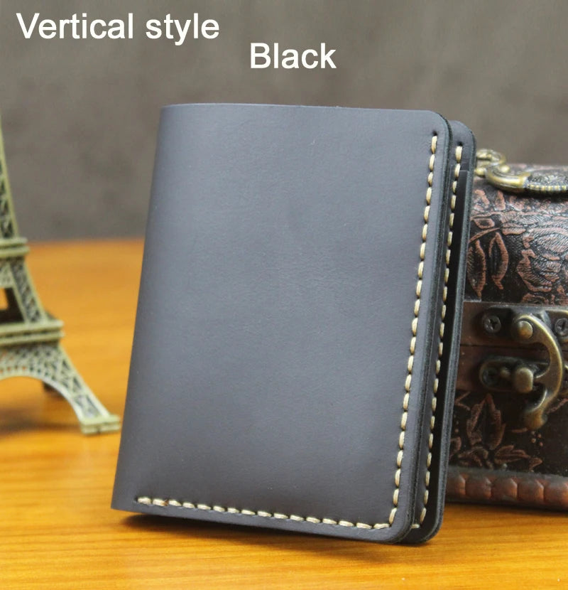 Portefeuille en cuir véritable pour homme – Portefeuille court fait main, style vintage, avec porte-cartes et porte-monnaie — photo 9