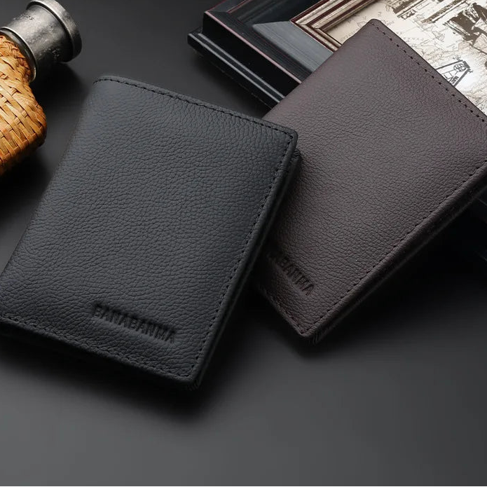 Portefeuille homme en cuir véritable compact avec porte-cartes et compartiments multifonction — photo 1