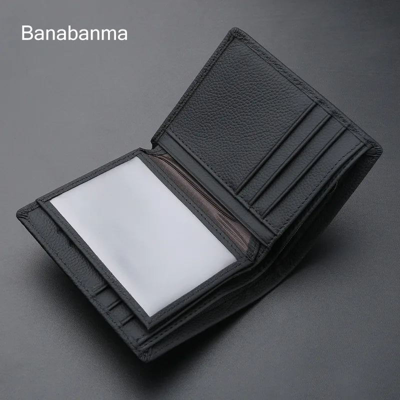 Portefeuille homme en cuir véritable compact avec porte-cartes et compartiments multifonction — photo 2