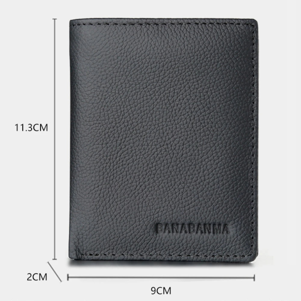 Portefeuille homme en cuir véritable compact avec porte-cartes et compartiments multifonction — photo 3