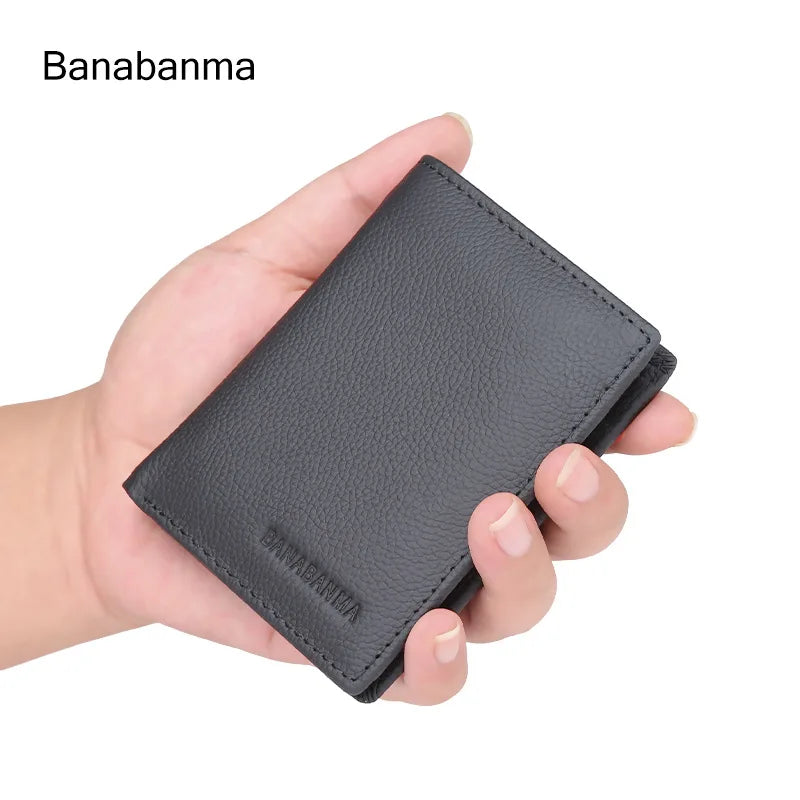 Portefeuille homme en cuir véritable compact avec porte-cartes et compartiments multifonction — photo 4