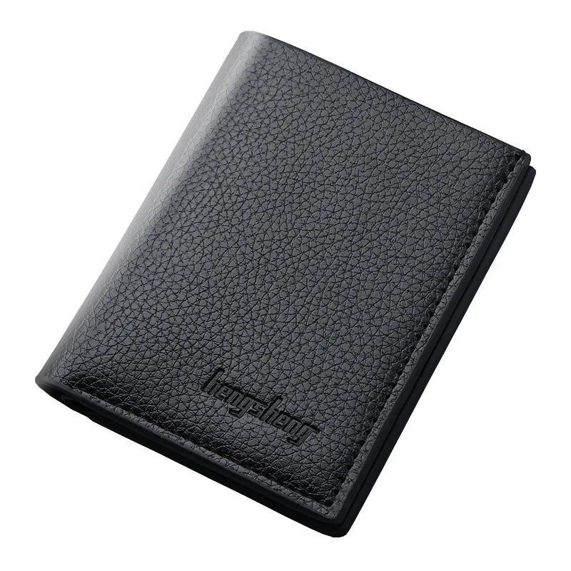 Portefeuille homme en cuir véritable compact avec porte-cartes et compartiments multifonction — photo 6