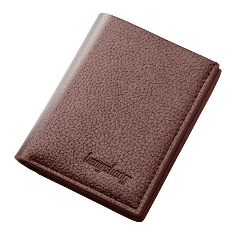 Portefeuille homme en cuir véritable compact avec porte-cartes et compartiments multifonction — photo 7