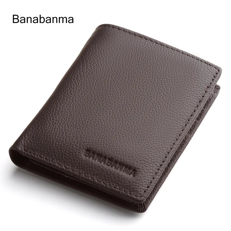 Portefeuille homme en cuir véritable compact avec porte-cartes et compartiments multifonction — photo 8