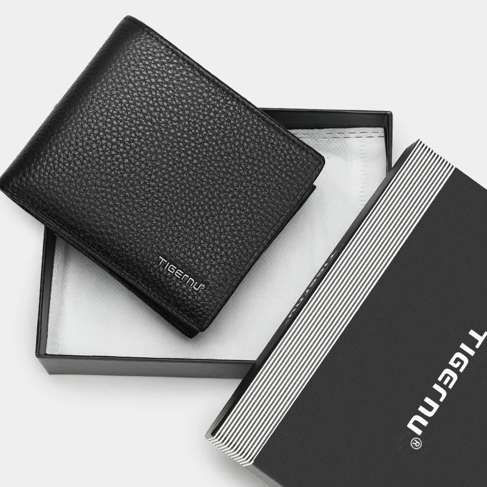 Portefeuille homme en cuir véritable compact avec porte-cartes et compartiments élégants — photo 1