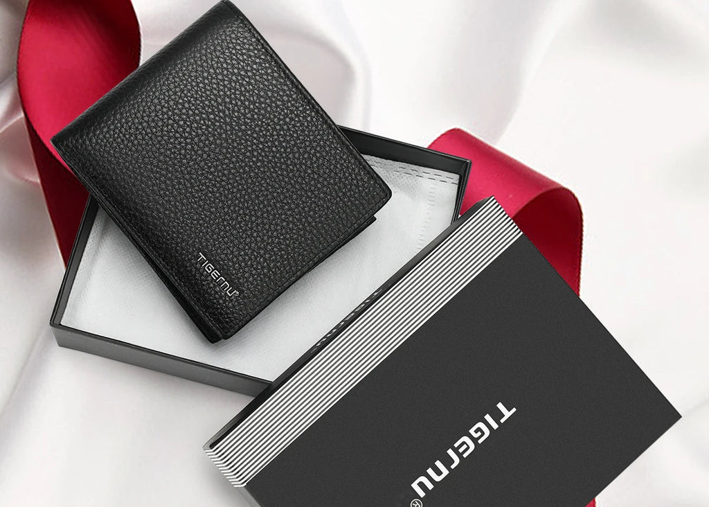 Portefeuille homme en cuir véritable compact avec porte-cartes et compartiments élégants — photo 2
