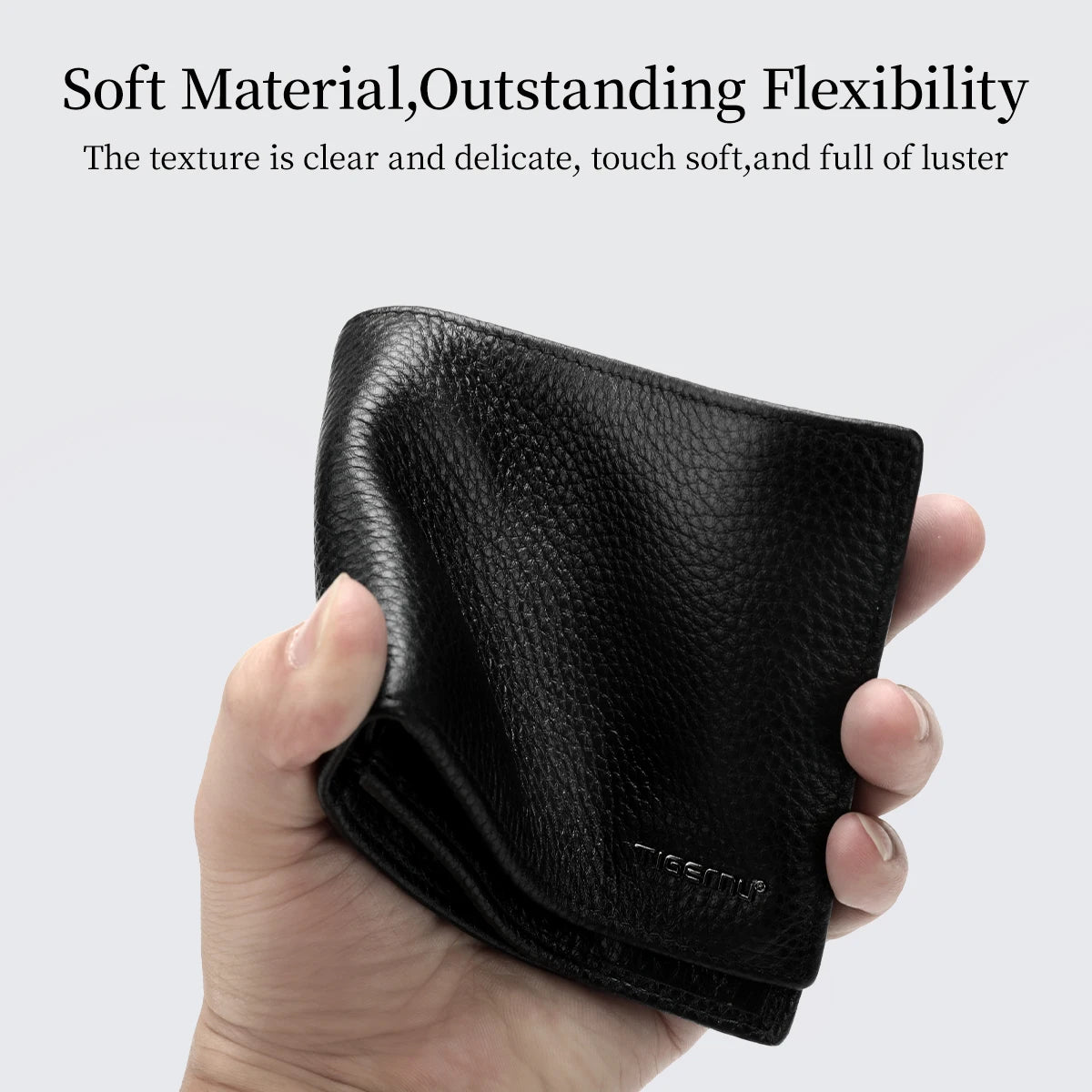 Portefeuille homme en cuir véritable compact avec porte-cartes et compartiments élégants — photo 4 Image
