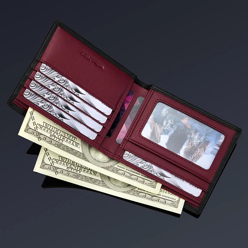 Portefeuille homme cuir véritable compact avec porte-cartes multifonction — photo 2