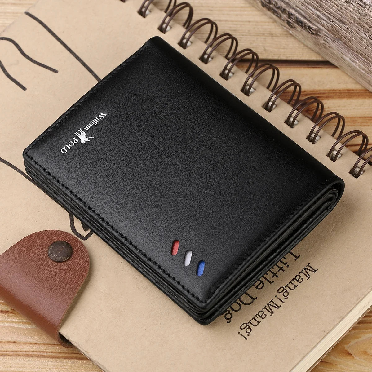 Portefeuille homme en cuir véritable compact avec porte-cartes et compartiments slim élégant — photo 1