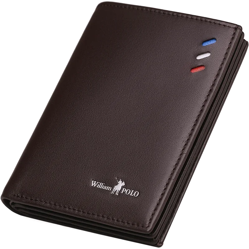 Portefeuille homme en cuir véritable compact avec porte-cartes et compartiments slim élégant — photo 2