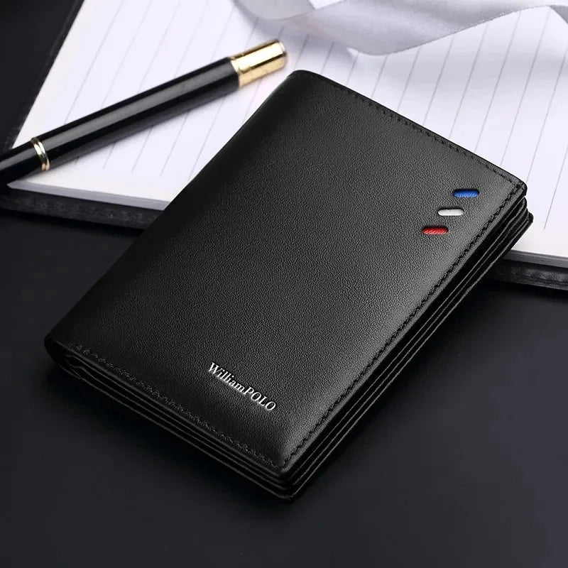 Portefeuille homme en cuir véritable compact avec porte-cartes et compartiments slim élégant — photo 4