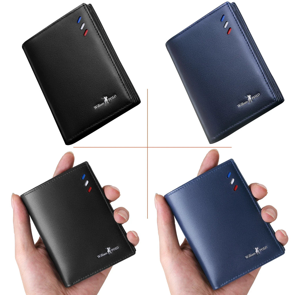Portefeuille homme en cuir véritable compact avec porte-cartes et compartiments slim élégant — photo 5