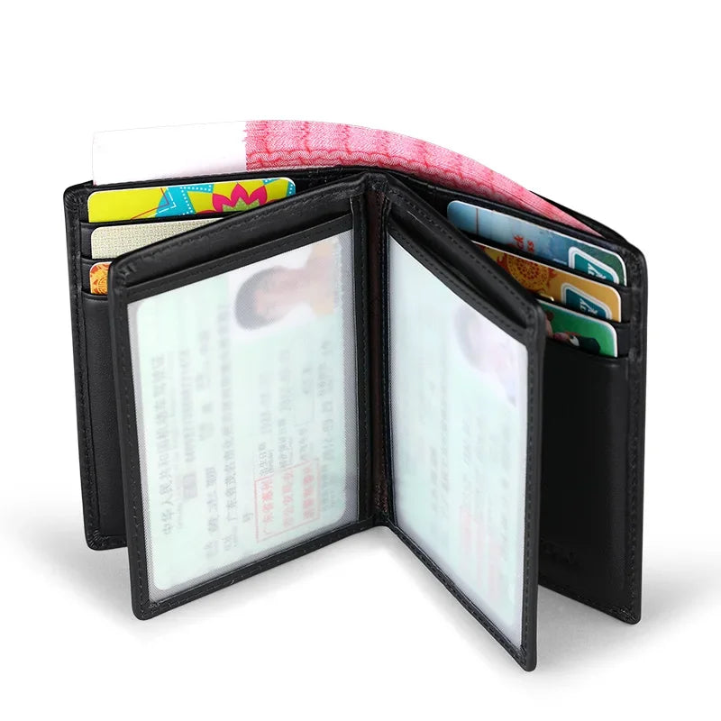 Portefeuille homme en cuir véritable compact avec porte-cartes et compartiments slim élégant — photo 6