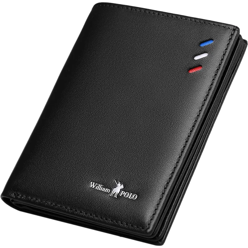Portefeuille homme en cuir véritable compact avec porte-cartes et compartiments slim élégant — photo 7
