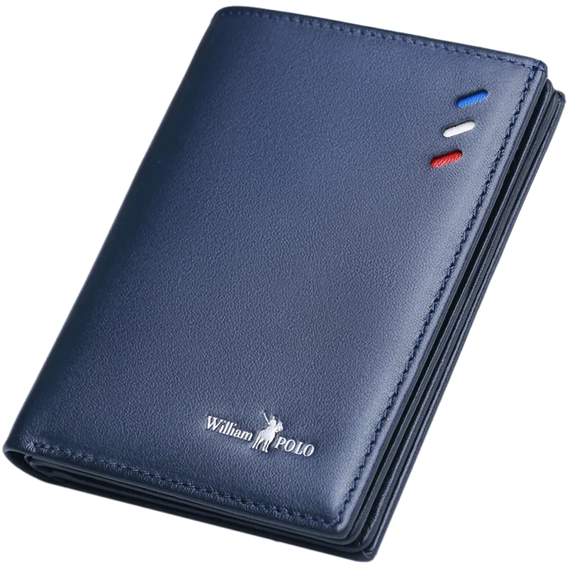 Portefeuille homme en cuir véritable compact avec porte-cartes et compartiments slim élégant — photo 8 Image
