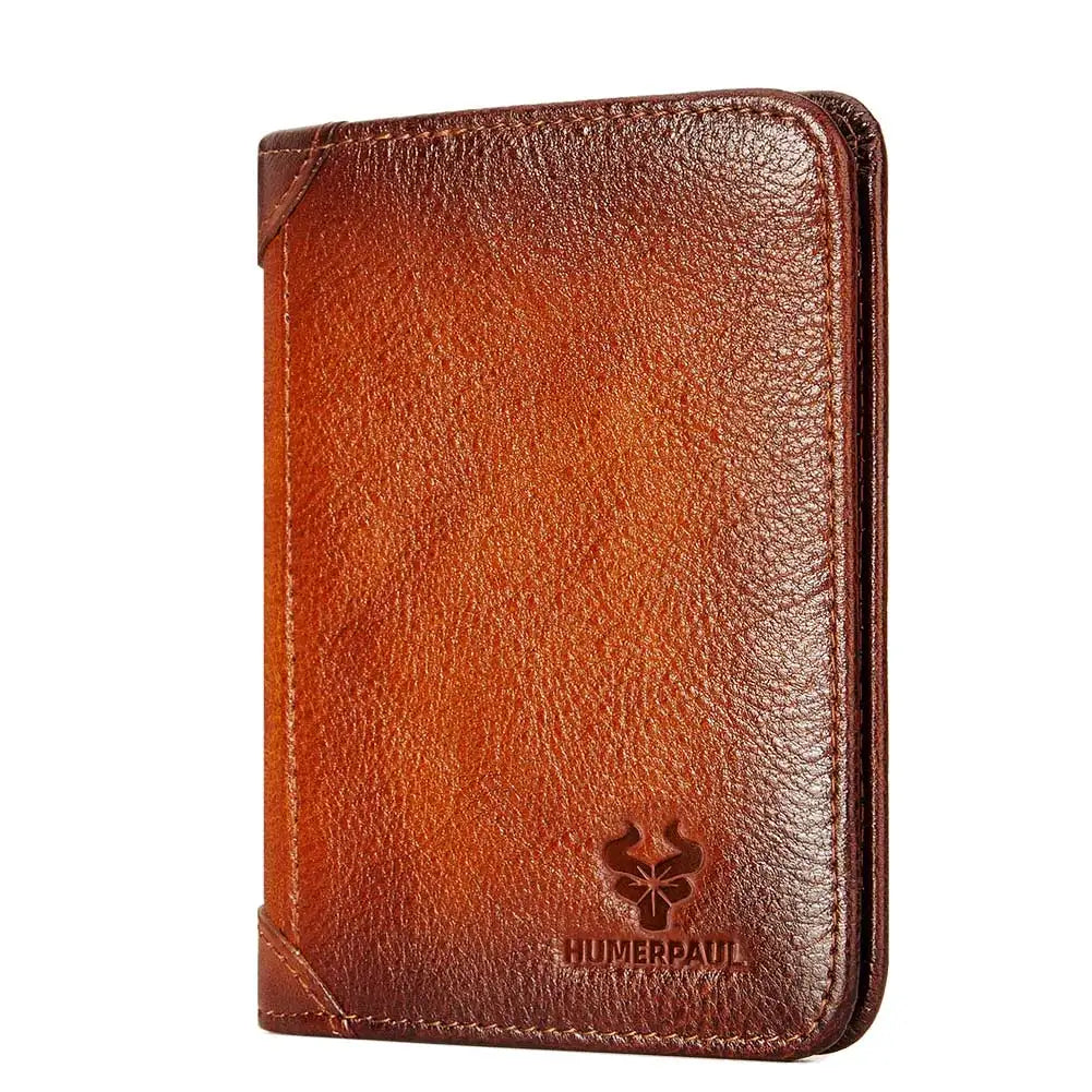 Portefeuille homme en cuir véritable RFID compact trifold avec porte-cartes et compartiments — photo 10