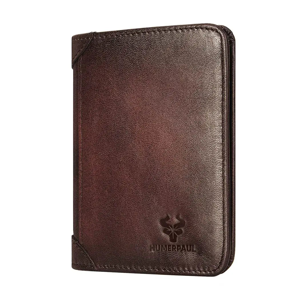 Portefeuille homme en cuir véritable RFID compact trifold avec porte-cartes et compartiments — photo 11