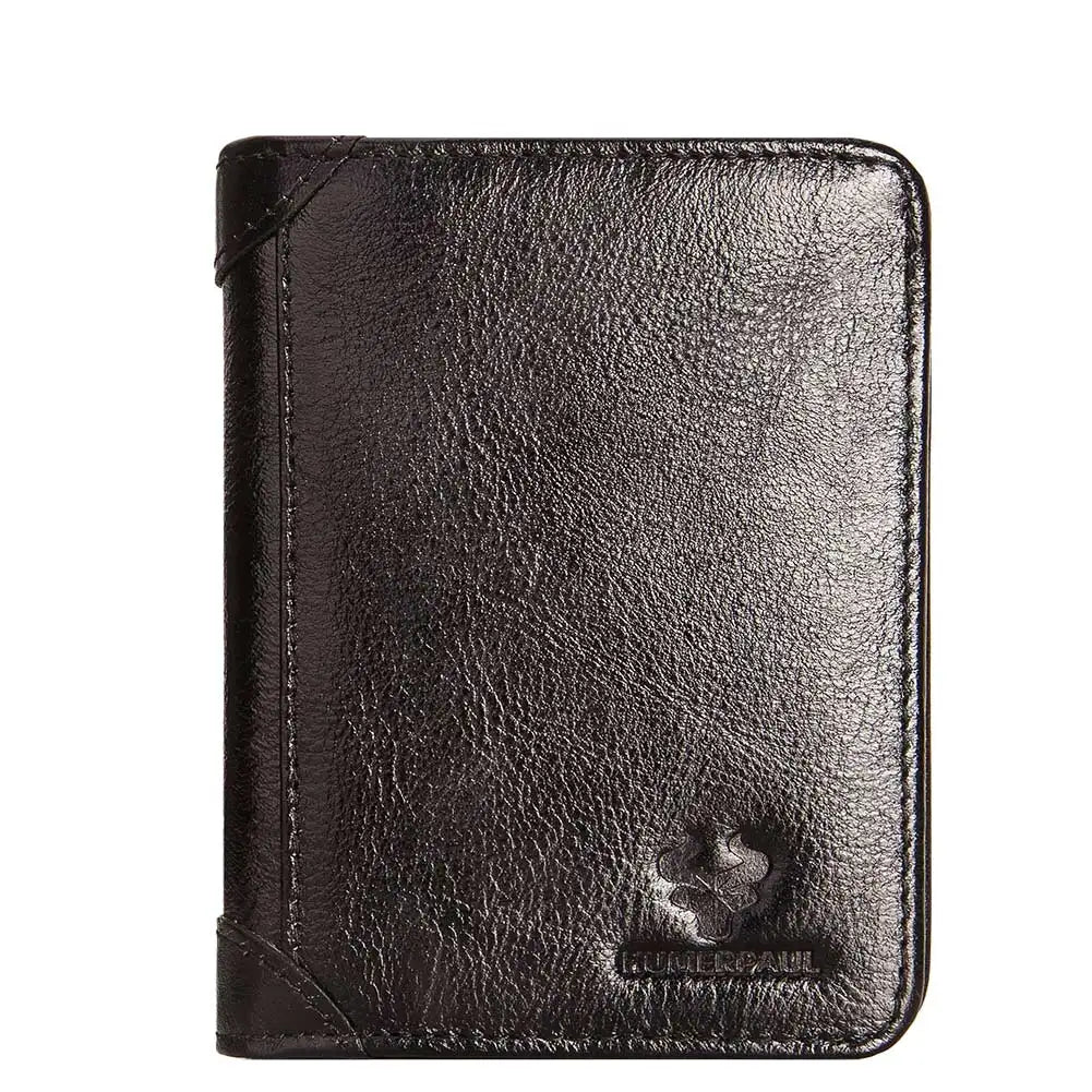 Portefeuille homme en cuir véritable RFID compact trifold avec porte-cartes et compartiments — photo 9