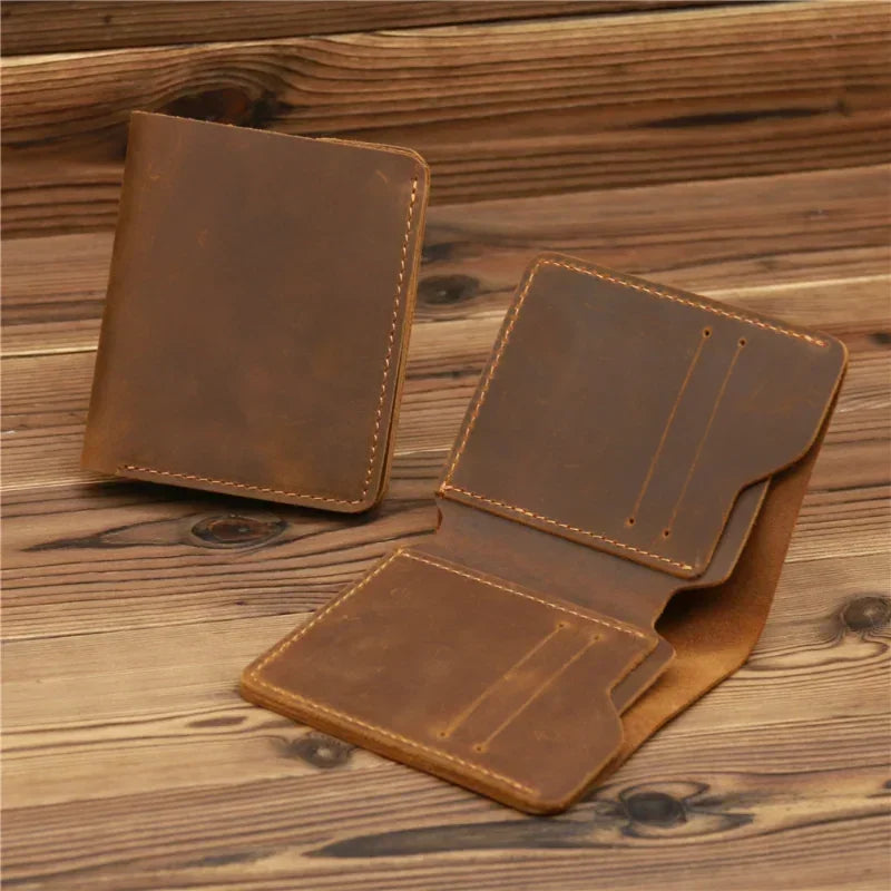 Portefeuille en cuir véritable Mad Horse pour homme – Portefeuille vertical avec 6 emplacements pour cartes et compartiment pour billets — photo 2 Image