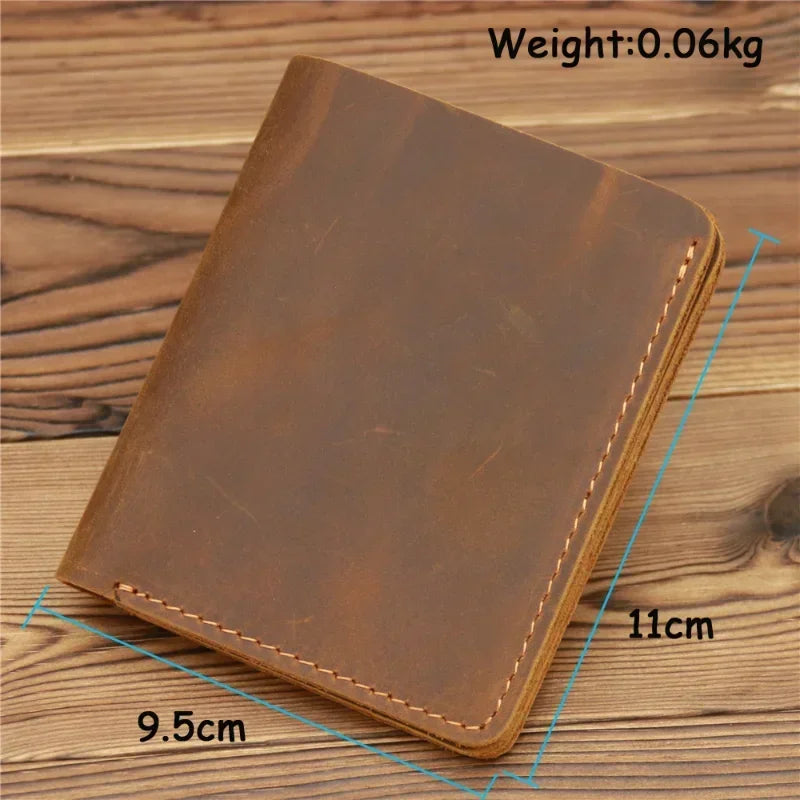 Portefeuille en cuir véritable Mad Horse pour homme – Portefeuille vertical avec 6 emplacements pour cartes et compartiment pour billets — photo 3