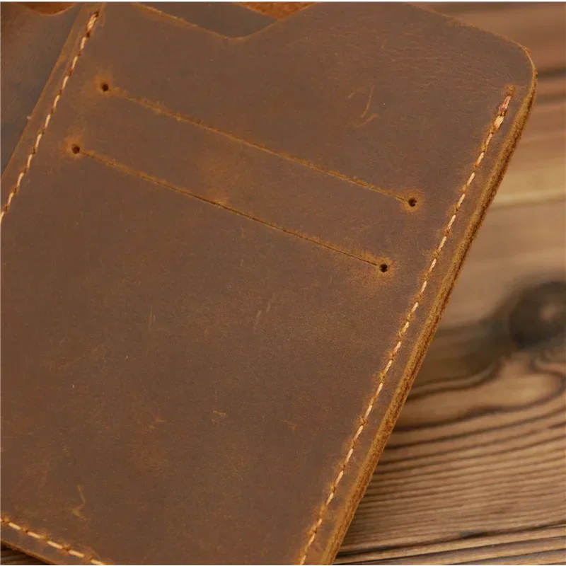 Portefeuille en cuir véritable Mad Horse pour homme – Portefeuille vertical avec 6 emplacements pour cartes et compartiment pour billets — photo 4