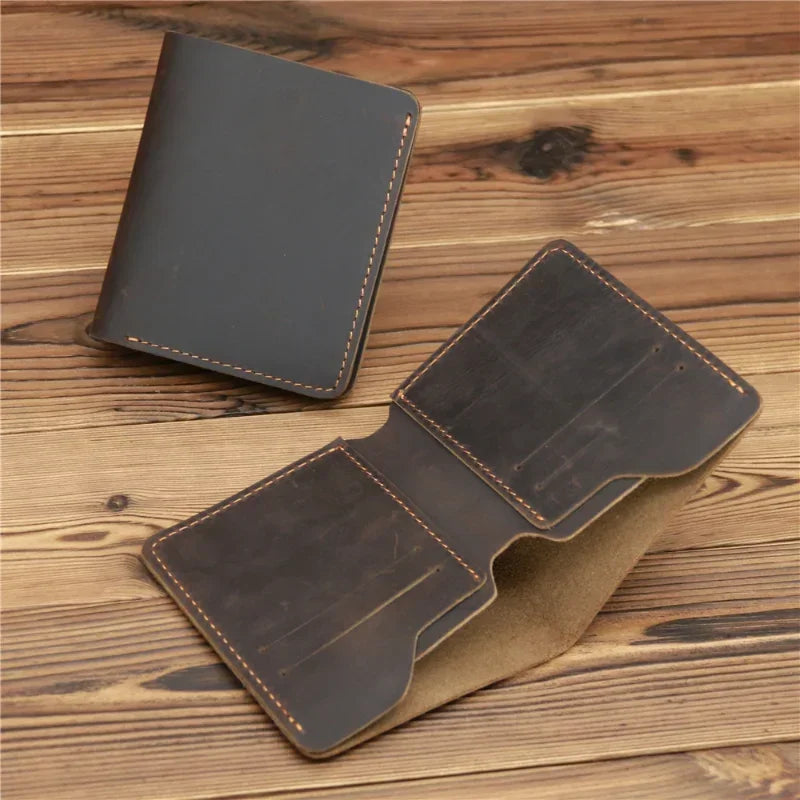 Portefeuille en cuir véritable Mad Horse pour homme – Portefeuille vertical avec 6 emplacements pour cartes et compartiment pour billets — photo 6