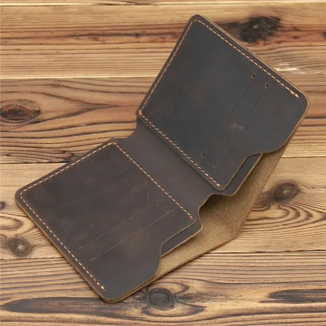 Portefeuille en cuir véritable Mad Horse pour homme – Portefeuille vertical avec 6 emplacements pour cartes et compartiment pour billets — photo 7 Image