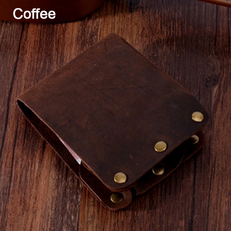 Portefeuille en cuir véritable pour homme – Portefeuille court en cuir avec rivets, porte-cartes et porte-monnaie — photo 8
