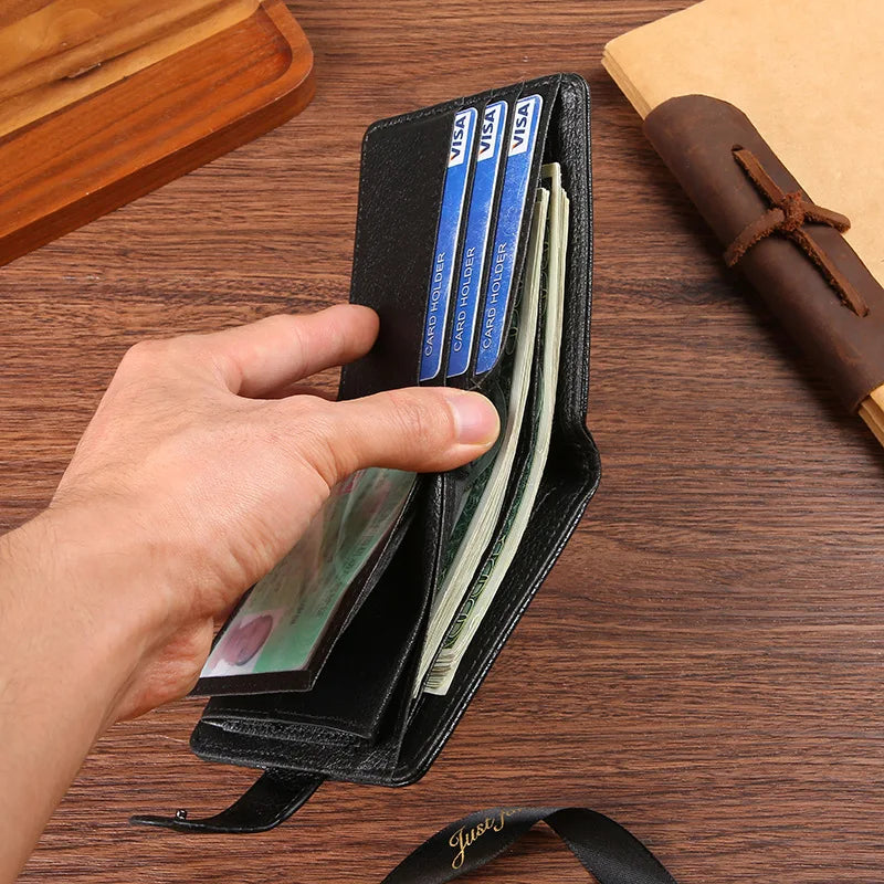Portefeuille en cuir PU pour homme – Portefeuille bifold slim avec porte-cartes, porte-monnaie et fermeture à boucle — photo 2